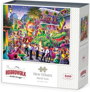 - 500 Piece Jigsaw Puzzle for Adults$ Made in USA swoon moderate roman New Orleans Mardi Gras by Boardwalk 