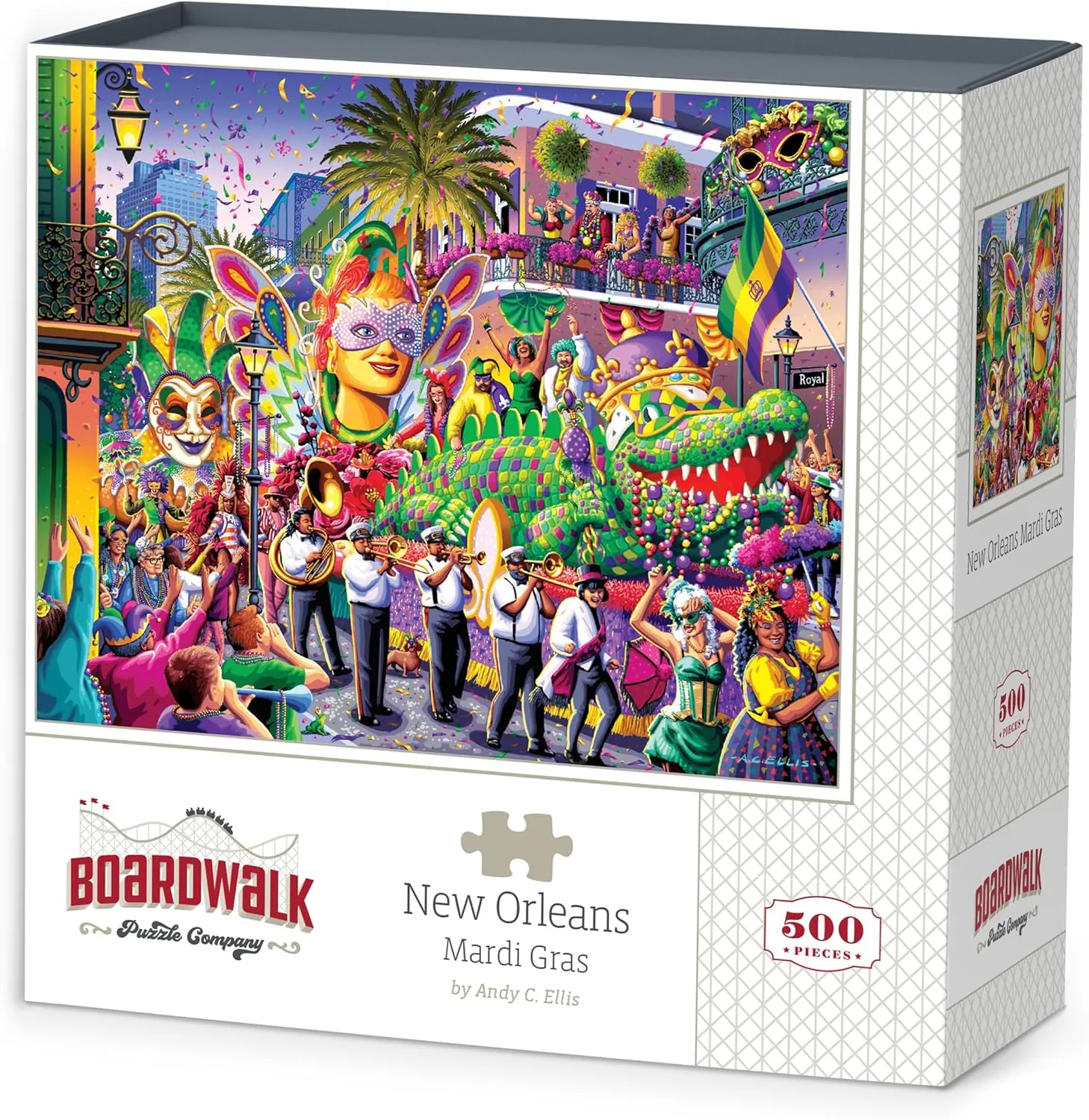 - 500 Piece Jigsaw Puzzle for Adults$ Made in USA swoon moderate roman New Orleans Mardi Gras by Boardwalk 