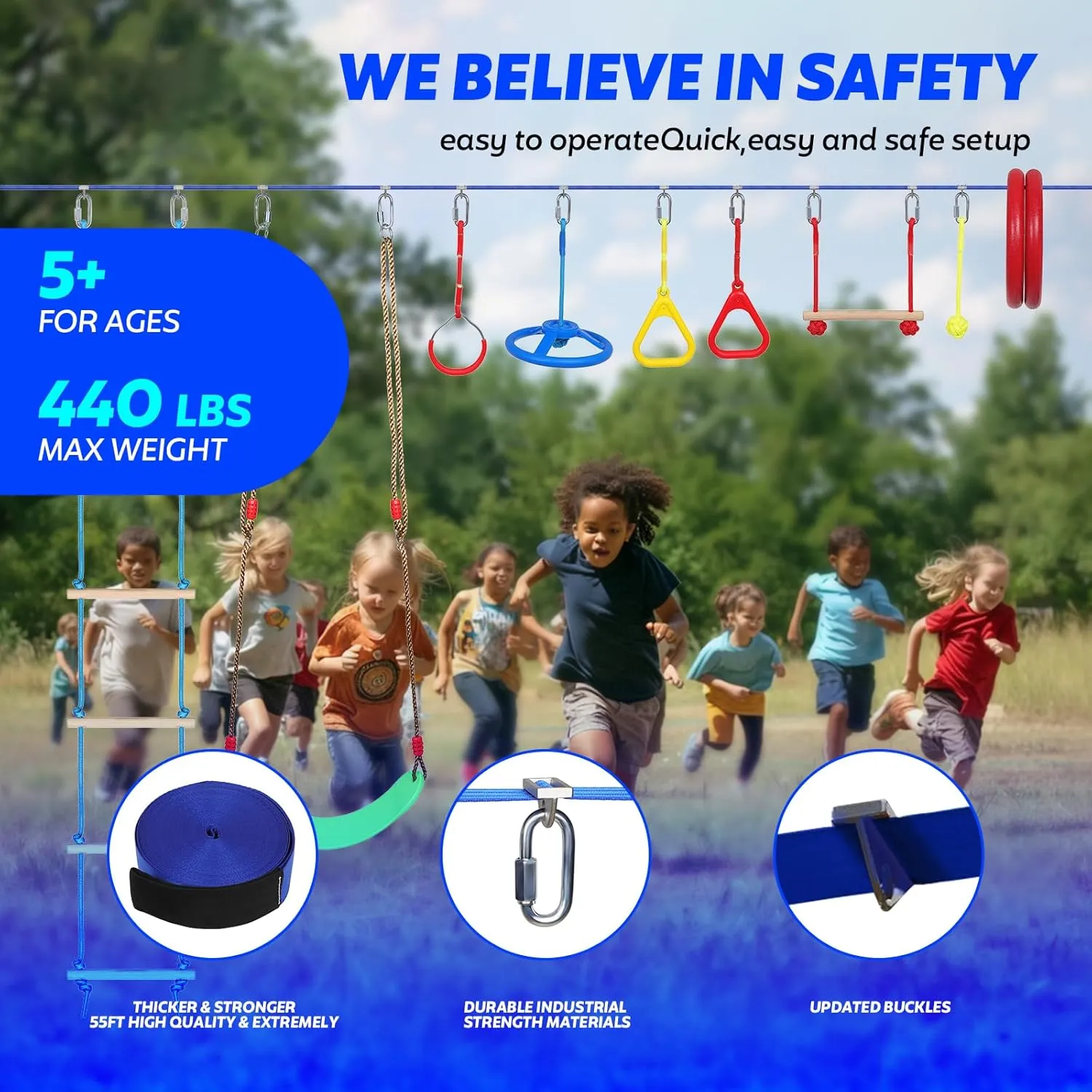 - 55FT$ Outdoor Obstacle Course intelligible metric kit gravitas 13 Accessories$ Swings$ Monkey Bars$ Arm Trainers - Suitable for Boys and Girls 3  - 440 lbs Capacity Dollate Ninja Warrior Obstacle Course for Kids 