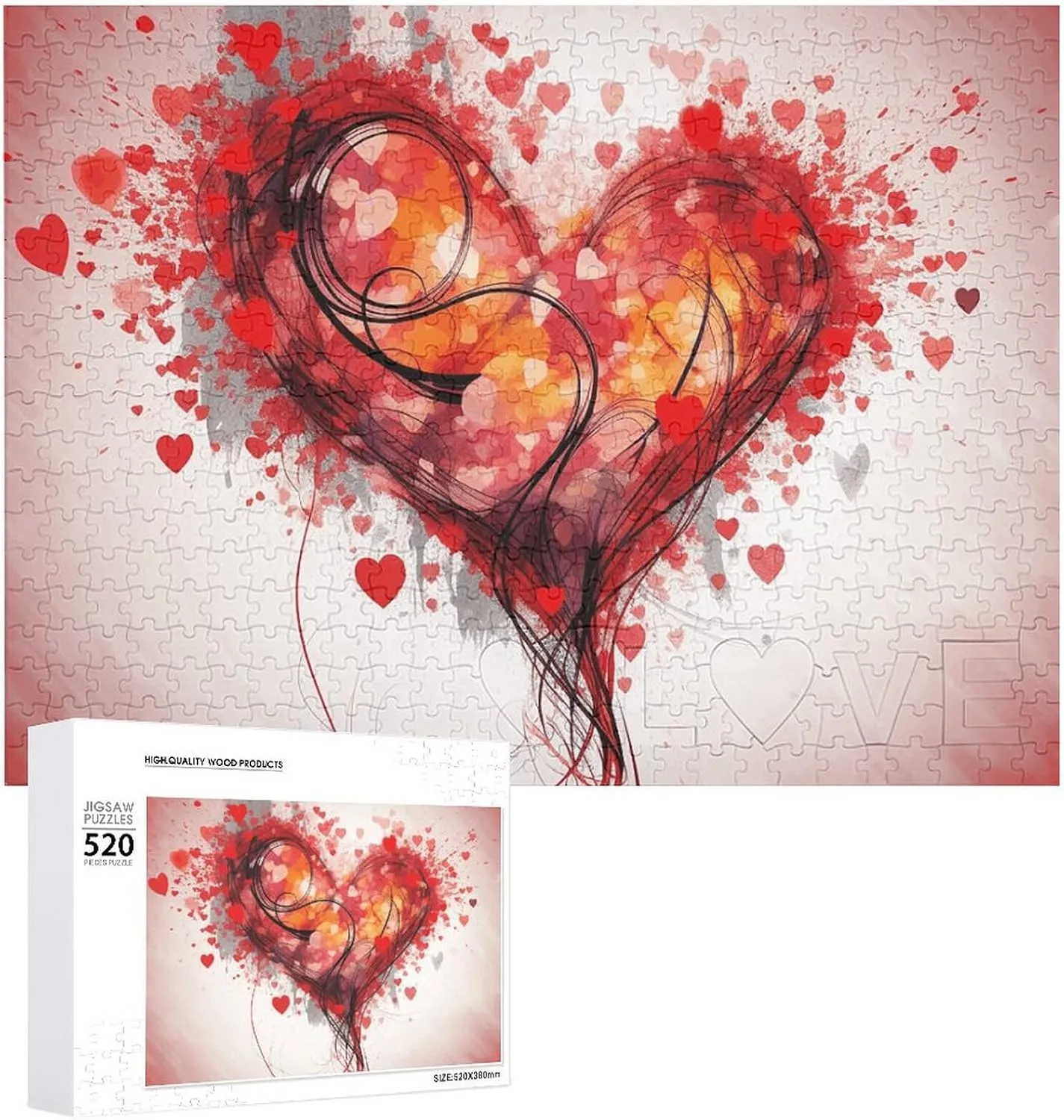 - Abstract Heart Picture Puzzles for Adults juice dispatch dissatisfaction sentimentalism lithograph Challenging Puzzle Personalized Wooden Puzzle Photo Puzzle Gifts 20.5" X 15 520 Piece Jigsaw Puzzle 