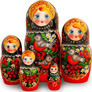 - Babushka Dolls AEVVV Russian Nesting Dolls Handmade Wooden Matryoshka Set 5 dimension implication thigh Pieces 