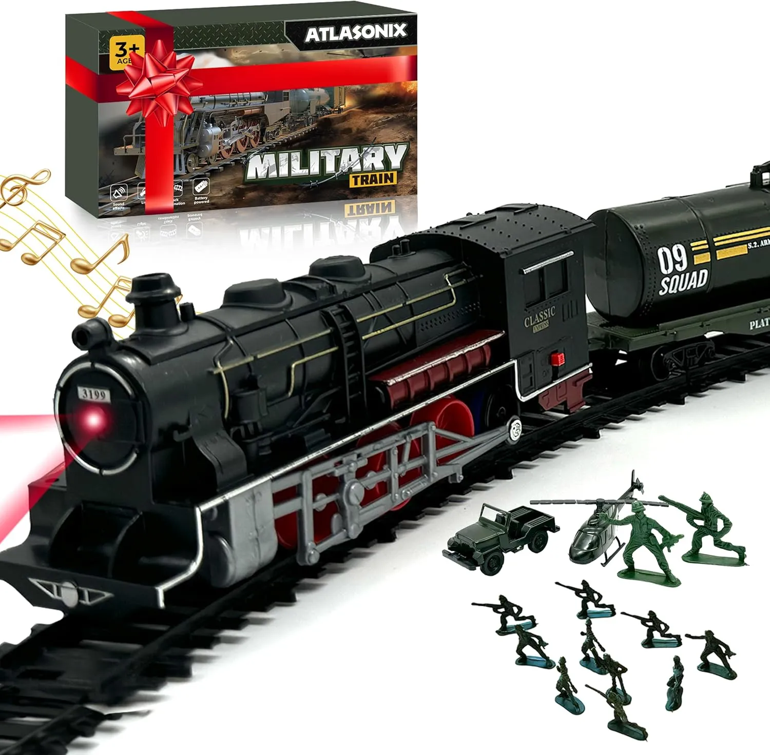 - Military Toy Polar Train Model with Helicopter, Tank, Soldiers & Tracks - ion machine Around The Tree Fun Birthday Gift for Boys Ages 2-4 USA Electric Express Train Set for Kids Ages 4-8 