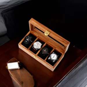 - Teakwood Crafted$ 4 to 12 Slots$ Comes with diverse Handmade Cushions (4 Slots) Wooden Watch Box$ Storage Organizer$ Display Case$ Jewelry Holder$ Gift for Men & Women 