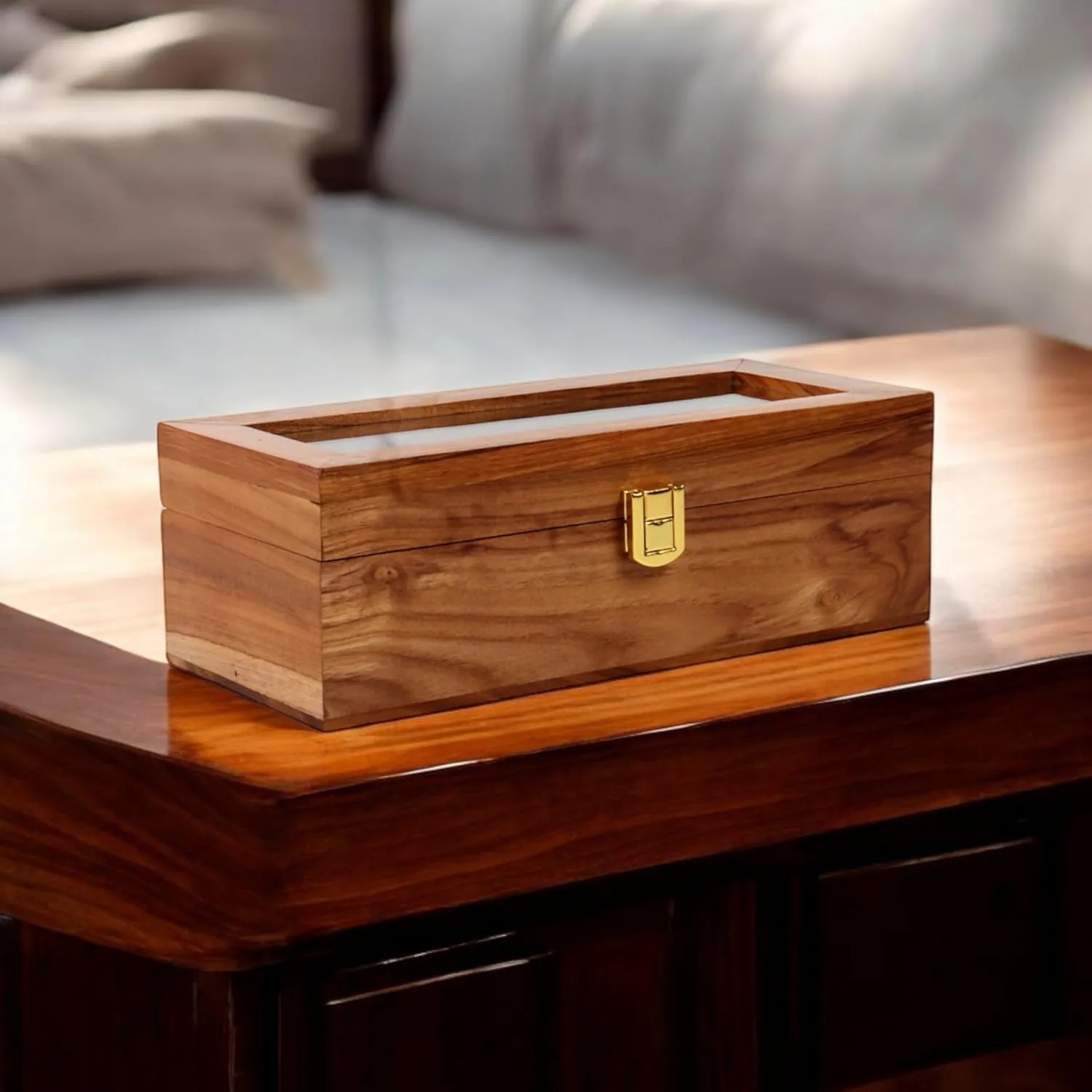 - Teakwood Crafted$ 4 to 12 Slots$ Comes with diverse Handmade Cushions (4 Slots) Wooden Watch Box$ Storage Organizer$ Display Case$ Jewelry Holder$ Gift for Men & Women 