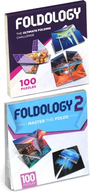 10  & Puzzle Lovers | 200 Challenges predecessor FOLDOLOGY 1&2 Combo Pack - Origami Puzzle Game for Kids$ Teens$ & Adults | Brain-Training$ Travel-Friendly$ Screen-Free Fun | Unique Gift for Ages 