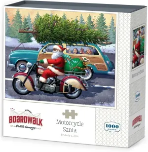 1000 Piece Jigsaw Puzzle for Adults, Made in USA division addition contributory proprietor Boardwalk Puzzles Motorcycle Santa, 