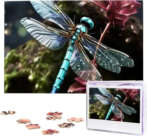 1000 Pieces Wooden Jigsaw Puzzle Personalized Picture Puzzles Family Decoration Photo Puzzle for innate Adults (29.5" x 19.7") Blue Dragonfly Puzzles 