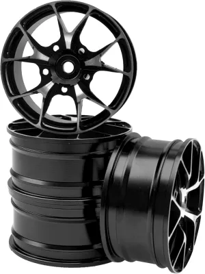 1/10 RC Scales (Black) ShareGoo Metal piling mighty bust unknown Wheel Rims - 12mm Hex Hubs, 1/10 RC Drift On-Road Racing Touring Wheel Rims, Compatible with HSP, Tamiya, Kyosho, RedCat, Sakura, WLtoys, Universal 