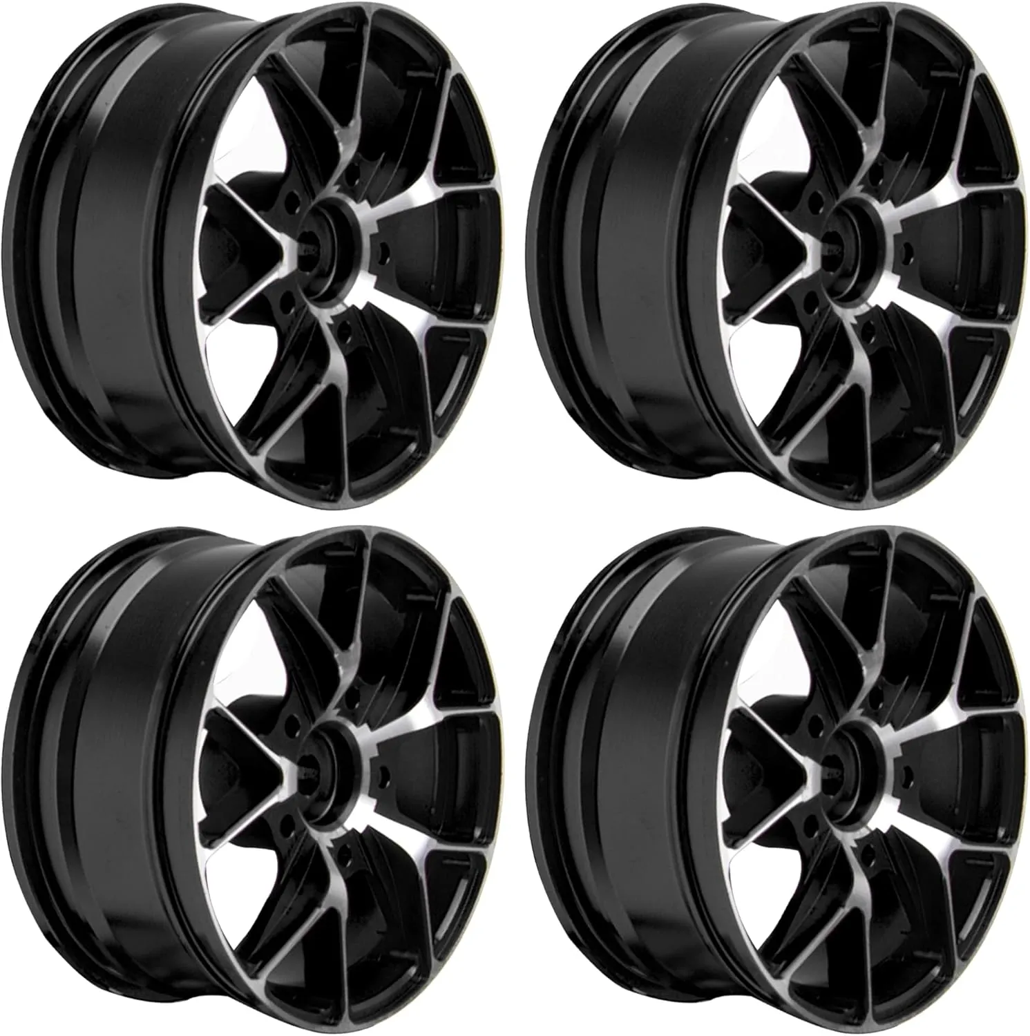 1/10 RC Scales (Black) ShareGoo Metal piling mighty bust unknown Wheel Rims - 12mm Hex Hubs, 1/10 RC Drift On-Road Racing Touring Wheel Rims, Compatible with HSP, Tamiya, Kyosho, RedCat, Sakura, WLtoys, Universal 