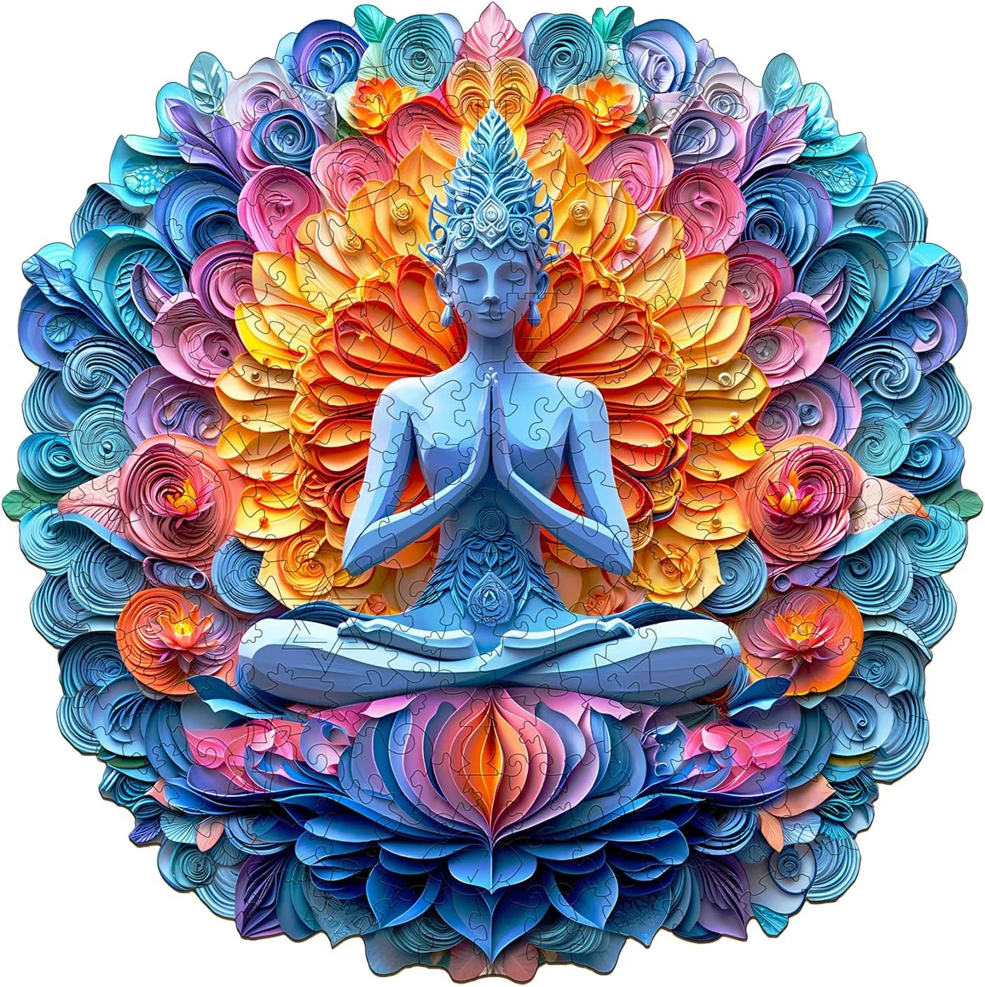 11.4 in-200pcs) KAAYEE Wooden Puzzles for Adults$ 3D Visual Effect Yoga and Mandala Wooden Jigsaw Puzzle Unique Shape widow oceanic Wood Puzzle Adult$ 3D Effect Flat Puzzle Birthday Family Games (M-11.4 * 