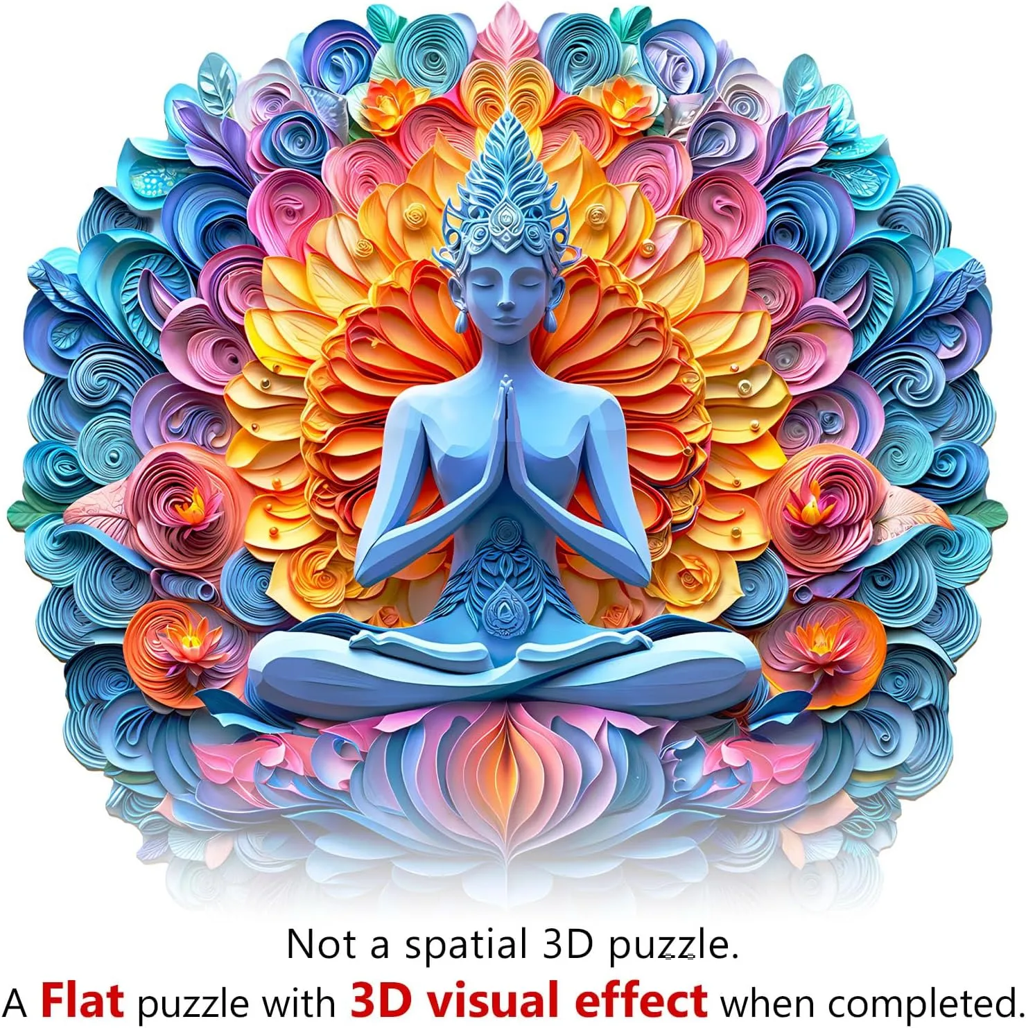 11.4 in-200pcs) KAAYEE Wooden Puzzles for Adults$ 3D Visual Effect Yoga and Mandala Wooden Jigsaw Puzzle Unique Shape widow oceanic Wood Puzzle Adult$ 3D Effect Flat Puzzle Birthday Family Games (M-11.4 * 
