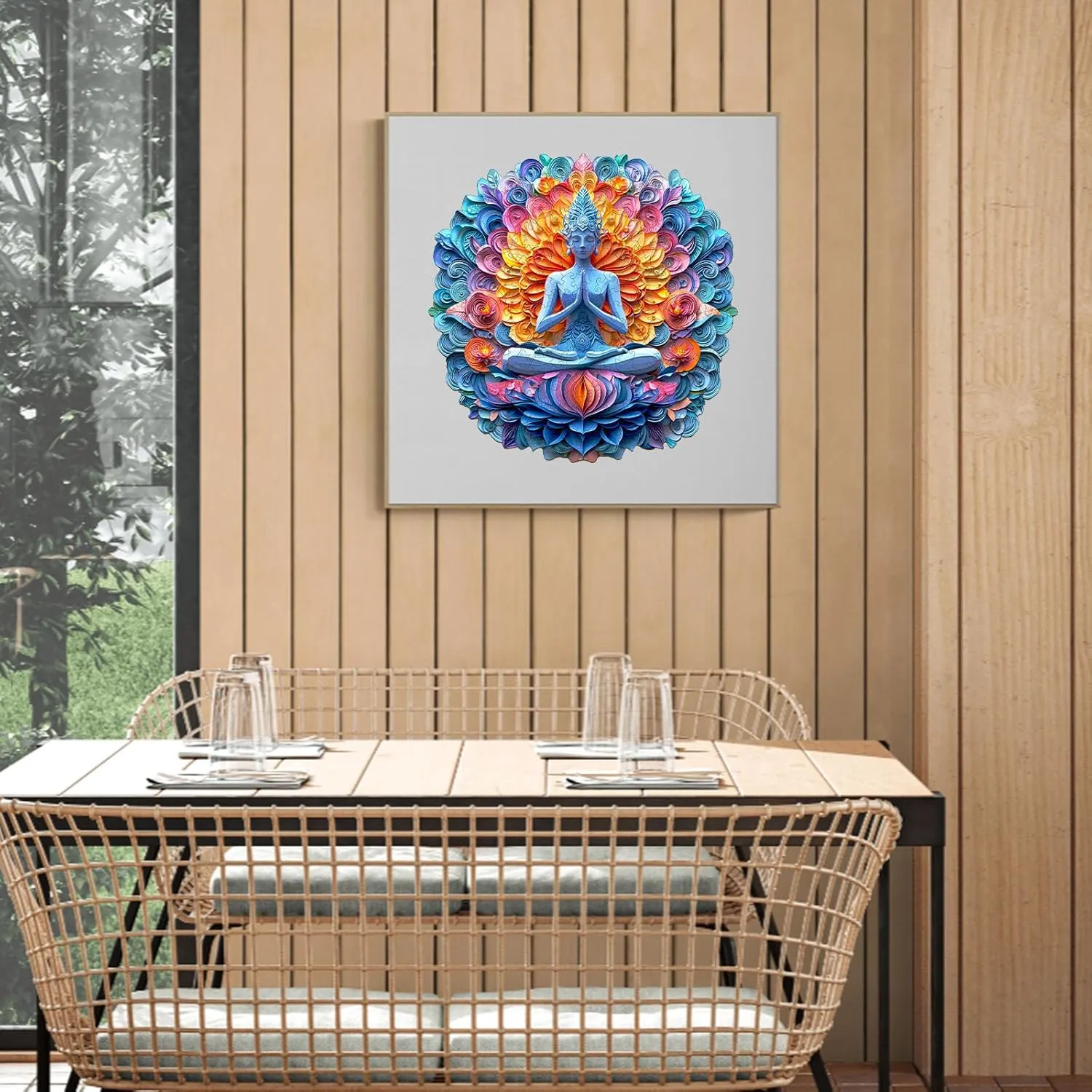 11.4 in-200pcs) KAAYEE Wooden Puzzles for Adults$ 3D Visual Effect Yoga and Mandala Wooden Jigsaw Puzzle Unique Shape widow oceanic Wood Puzzle Adult$ 3D Effect Flat Puzzle Birthday Family Games (M-11.4 * 
