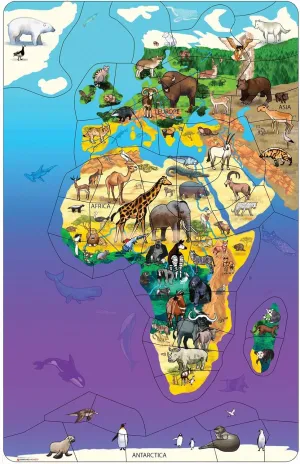 (11.50 inches Wide x 18 inches high) Dowling Magnets Animal Magnetism Magnetic Wildlife Map Puzzle: evenness Eurasia & Africa 