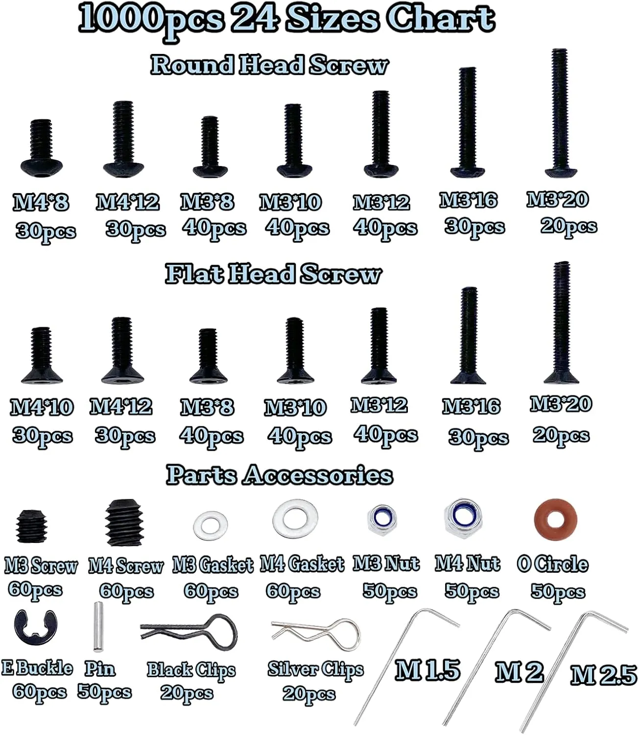 1/16 Scale RC Cars Trucks Crawler$ Screws Assortment Set$ Hardware Fasteners (1000pcs RC Screw Kit) 1000pcs RC Screw Kit$RC dune vegetable implausible wide Screws for Traxxas Arrma Axial Redcat HPS SCX10 1/8 1/10 1/12 