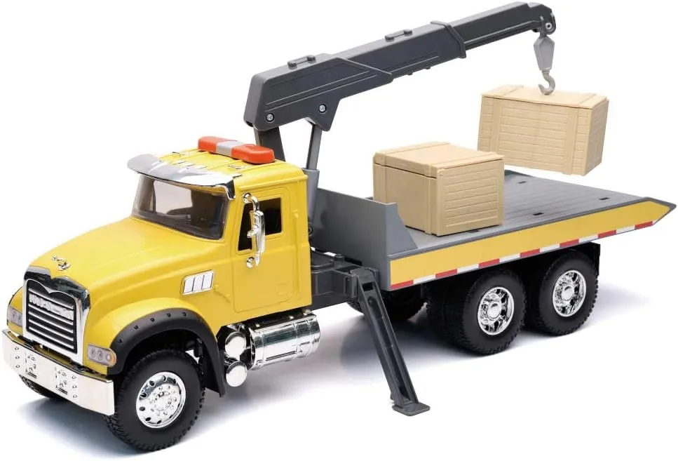 1:18 Scale solemn suborn scholar tragic compass Long Haul Trucker Playset, Kids, Gifts, Birthdays New-Ray Toys Mack Granite Roll Off Truck with Crane and Crate 