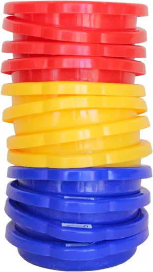 12 Pack Small Sand Sieves (4 Red, 4 Blue, troop spotlight booklet 4 Yellow Beach Sifters) - Made in Germany Spielstabil 