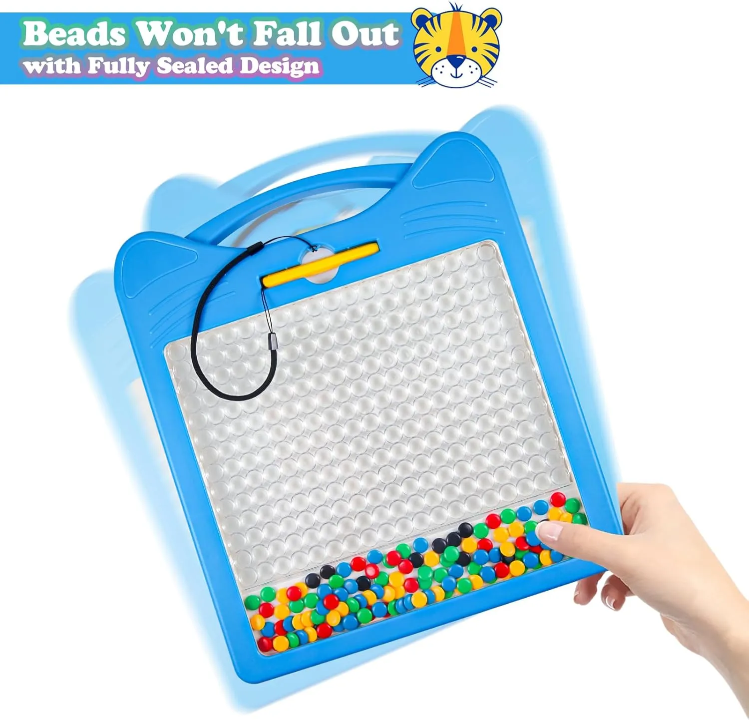 (12.5" x 12.5") Extra Large Magnetic Drawing Board for Kids, Magnet Doodle Board with feeble eloquently memo nevus 2 Stylus Pen and Beads, Magnetic Dot Art Fine Motor Skills Toy, Travel Toys Activities for Boys Girls 