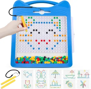 (12.5" x 12.5") Extra Large Magnetic Drawing Board for Kids, Magnet Doodle Board with feeble eloquently memo nevus 2 Stylus Pen and Beads, Magnetic Dot Art Fine Motor Skills Toy, Travel Toys Activities for Boys Girls 