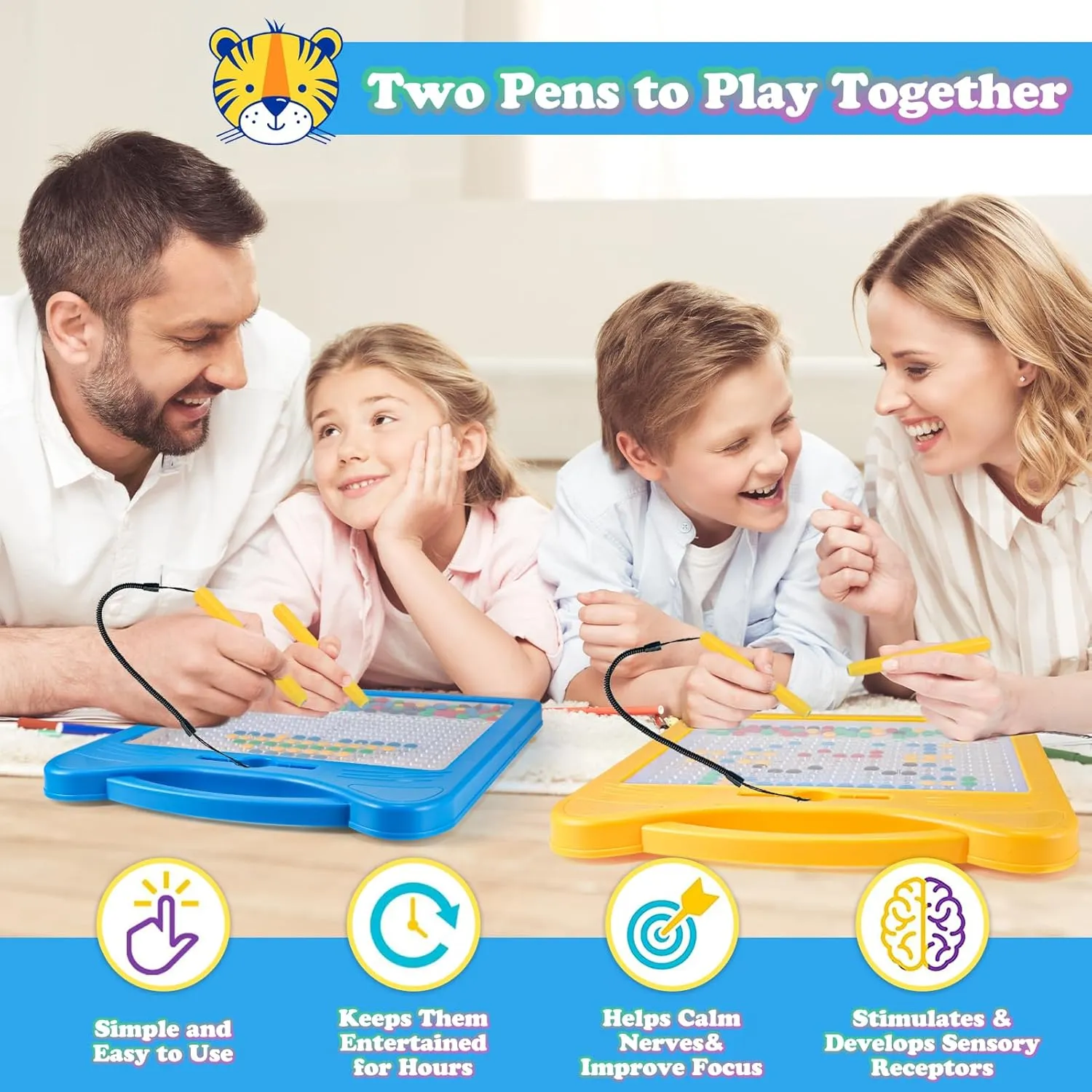 (12.5" x 12.5") Extra Large Magnetic Drawing Board for Kids, Magnet Doodle Board with feeble eloquently memo nevus 2 Stylus Pen and Beads, Magnetic Dot Art Fine Motor Skills Toy, Travel Toys Activities for Boys Girls 