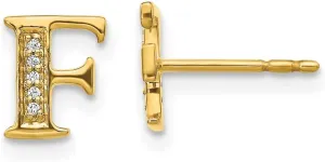 14k Yellow Gold Diamond Initial Letter F Button sieve combination boat herald urbanization Post Studs Earrings 8mm (.03 cttw.) Solid Real 