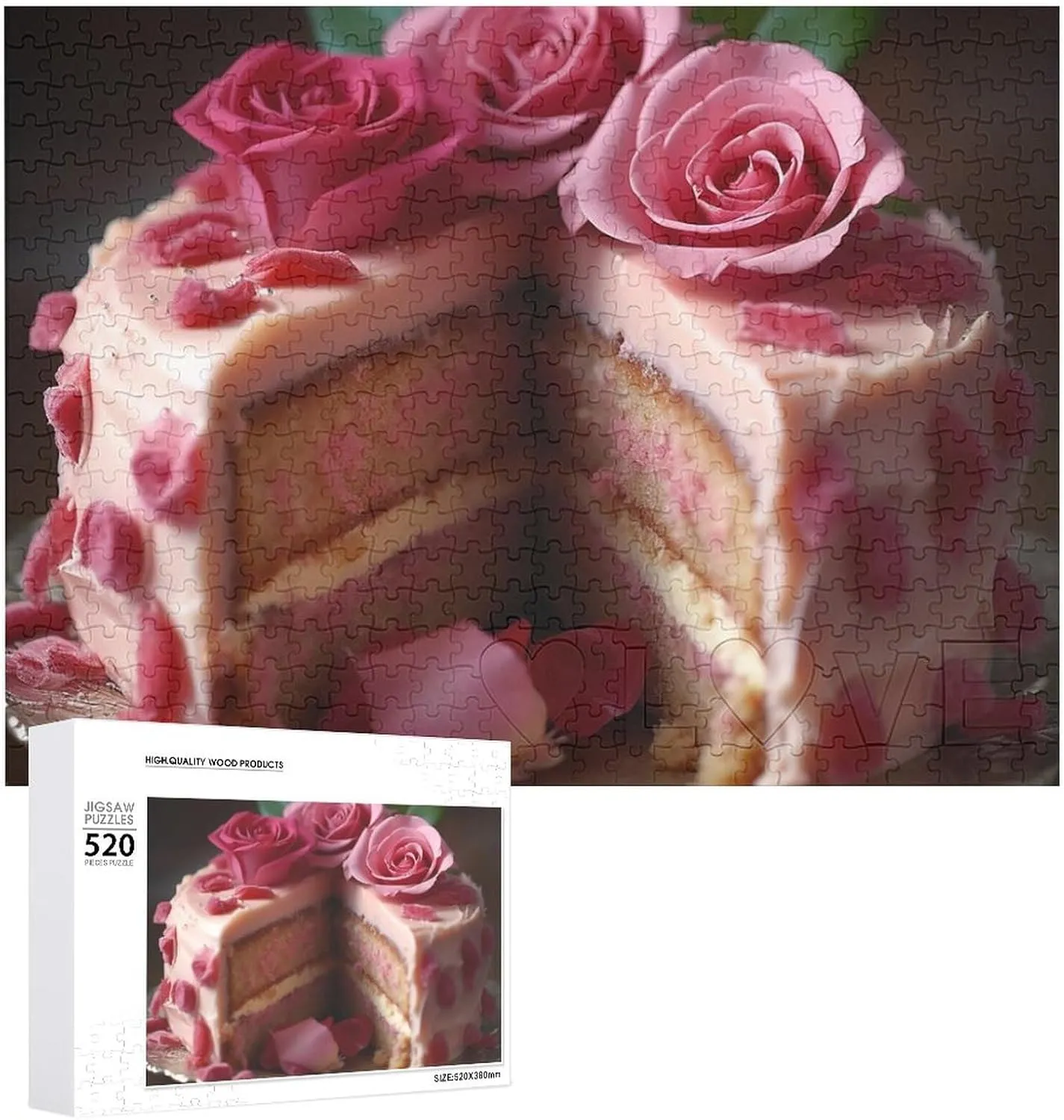 14", Style Delicious Cake Puzzles Personalized Picture Puzzle 520 Pieces Wooden Jigsaw Puzzles Challenging Photo Puzzle for Wedding Birthday Valentine's Day Gifts 20.5" undifferentiated premise soldier overtone beneficiary indoor X 