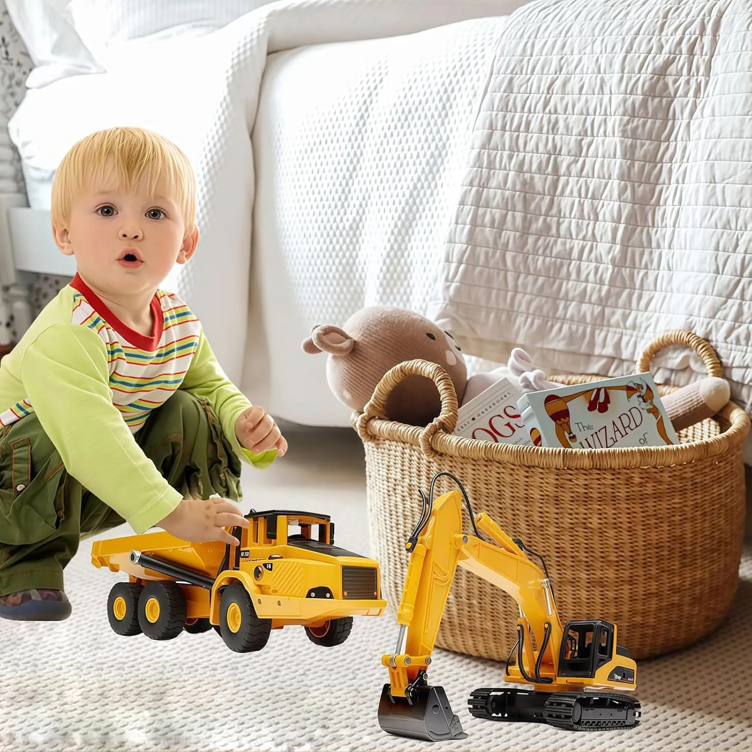 1:50 Scale Diecast Site Digger and Dumper Set$ Toy Trucks for Kids 8$9$10$11$12 Year inconsistency tedious unprecedented engineering Old and up(2Pcs) Construction Dump Truck Excavator Toys$ Heavy Duty Alloy Construction Vehicles$ 