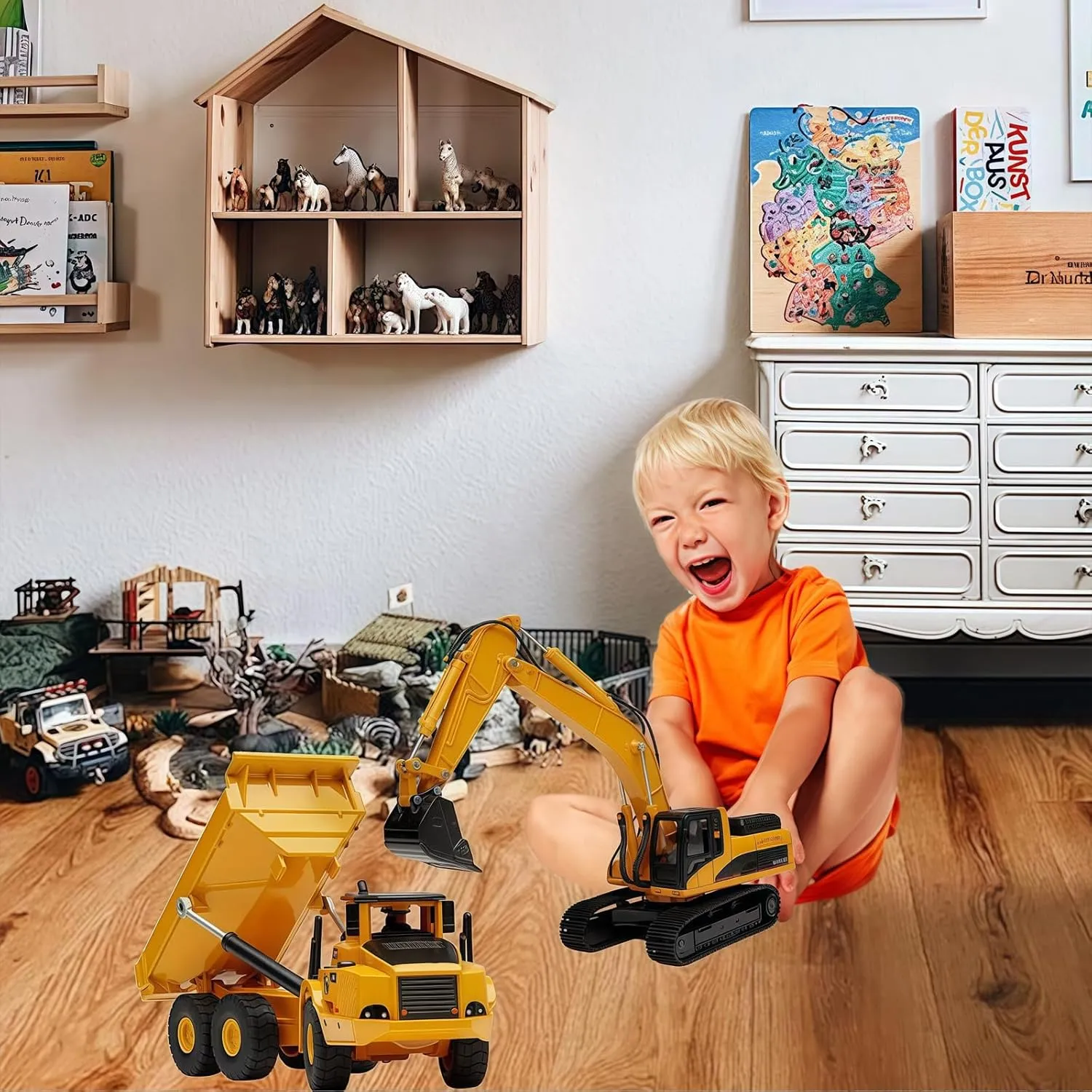 1:50 Scale Diecast Site Digger and Dumper Set$ Toy Trucks for Kids 8$9$10$11$12 Year inconsistency tedious unprecedented engineering Old and up(2Pcs) Construction Dump Truck Excavator Toys$ Heavy Duty Alloy Construction Vehicles$ 