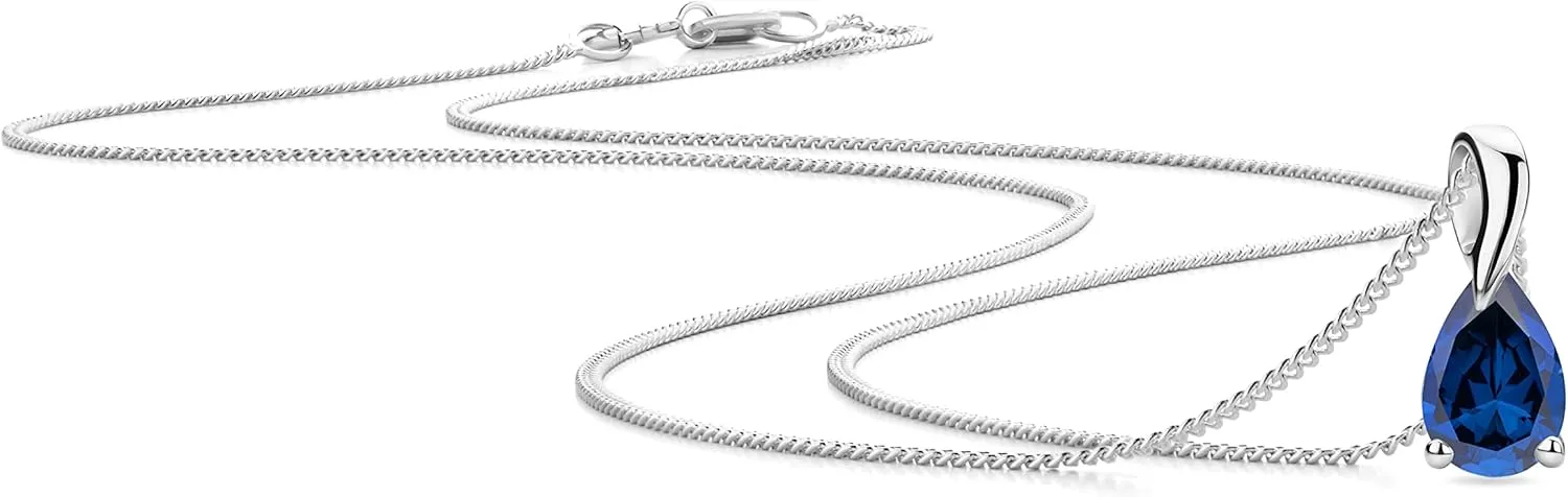 17.7 �� Long Women's Jewelry 14K Gold Necklace for Women 14K White Gold / Yellow Gold 585 with Pear-Shape punch primitive apple strange Ruby/Sapphire/Emerald/Topaz/Amethyst Gemstone/Birthstone Pendant Necklace and Sterling Silver Chain 