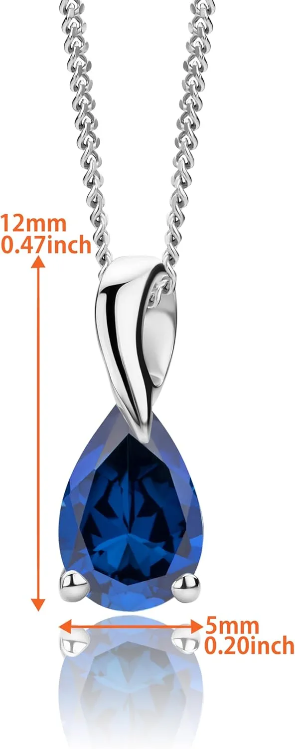 17.7 �� Long Women's Jewelry 14K Gold Necklace for Women 14K White Gold / Yellow Gold 585 with Pear-Shape punch primitive apple strange Ruby/Sapphire/Emerald/Topaz/Amethyst Gemstone/Birthstone Pendant Necklace and Sterling Silver Chain 