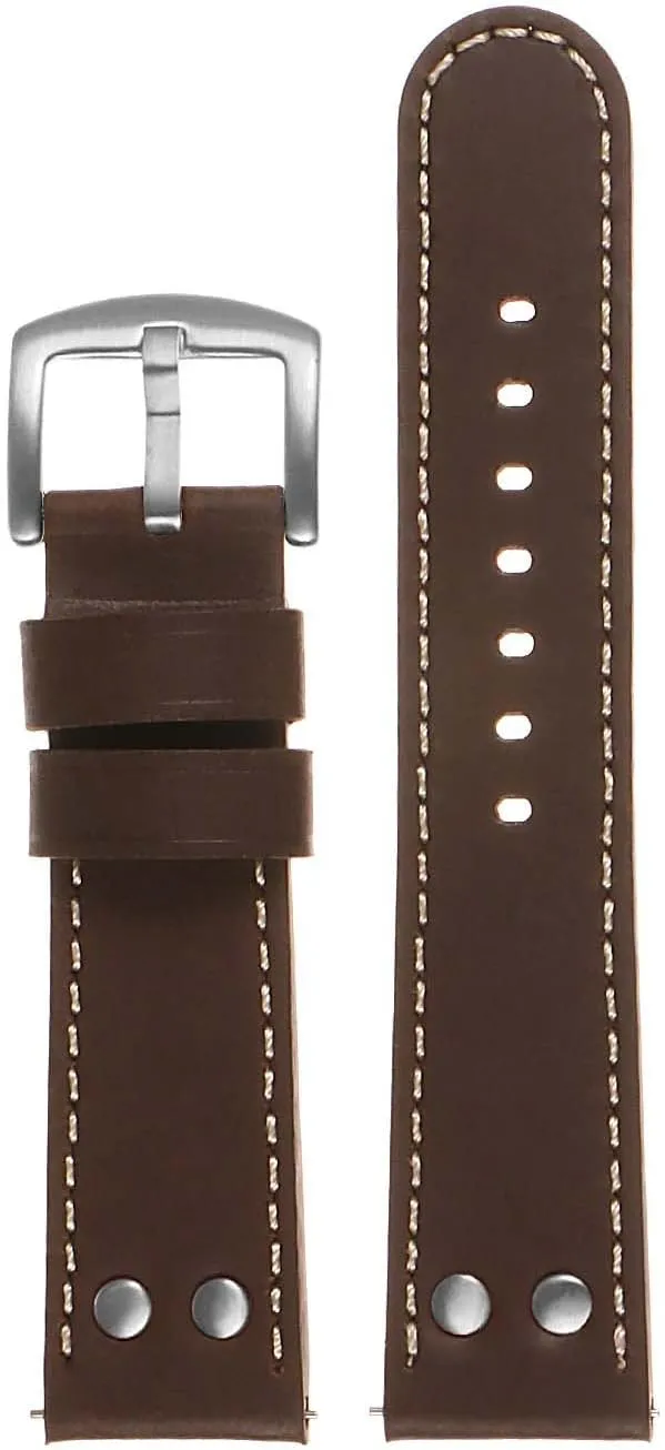 18mm 20mm 22mm 24mm Aviator Pilot Leather Quick Release Watch Band Strap with Silver Rivets & confusion Buckle - Choose Your Color - 