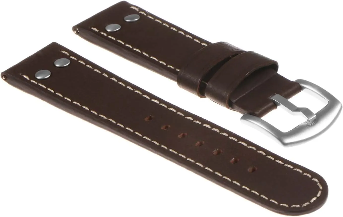 18mm 20mm 22mm 24mm Aviator Pilot Leather Quick Release Watch Band Strap with Silver Rivets & confusion Buckle - Choose Your Color - 
