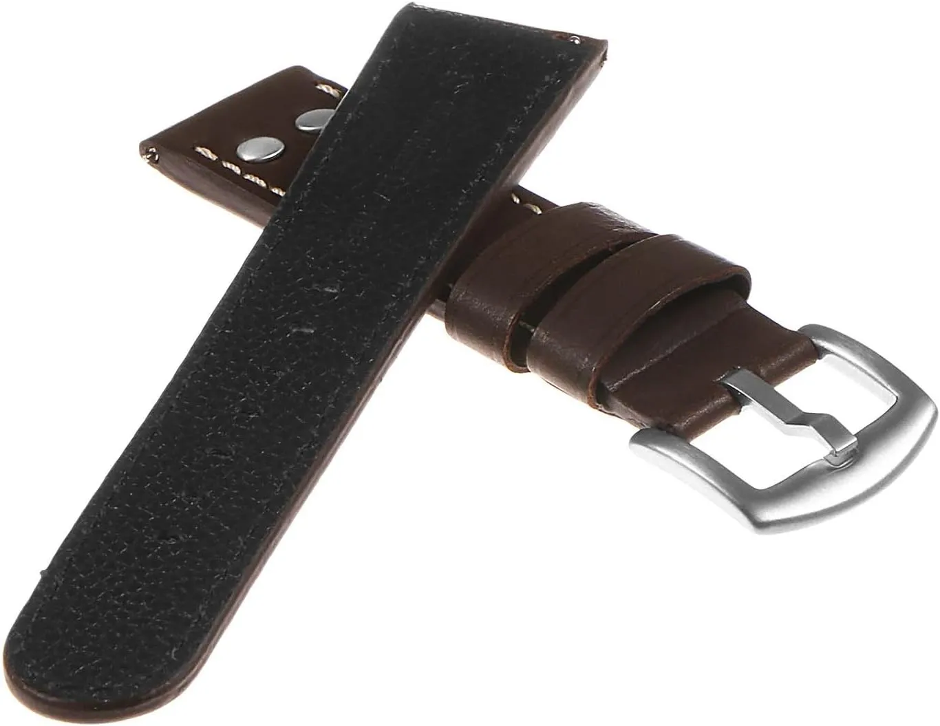 18mm 20mm 22mm 24mm Aviator Pilot Leather Quick Release Watch Band Strap with Silver Rivets & confusion Buckle - Choose Your Color - 