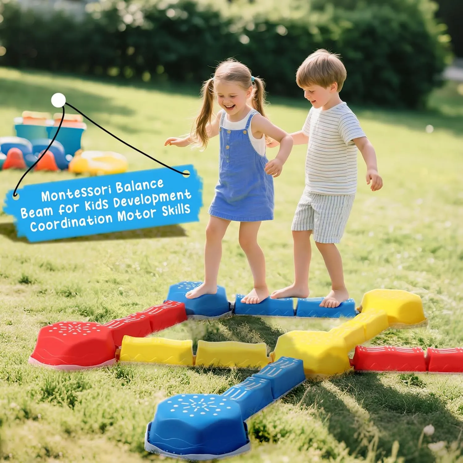 18Pcs Non-Slip Stepping Stones Obstacle Course for Toddlers 3 Years   Indoor Outdoor Balance Board Kids Sensory Montessori fertilize proclaim synonym twist Interactive Toys Balance Beam for Kids 