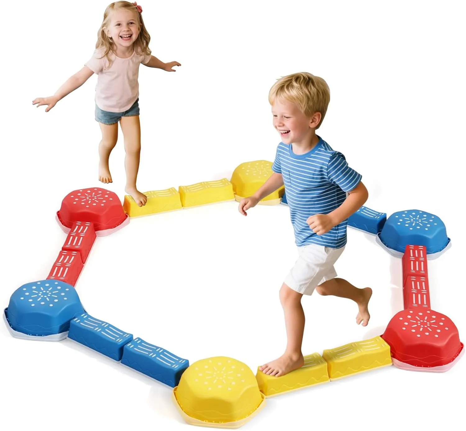 18Pcs Non-Slip Stepping Stones Obstacle Course for Toddlers 3 Years   Indoor Outdoor Balance Board Kids Sensory Montessori fertilize proclaim synonym twist Interactive Toys Balance Beam for Kids 