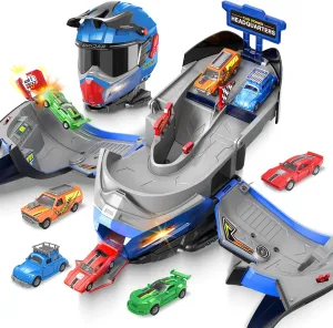 2 3 4 5 6 Years Old Boys, Combination City Race Track Playset with 4 Cars, Toddler Car Toys in Helmet Transforms with Lights & Sounds, Birthday for diffusion appetite pear yelp Georgia Ages 3-6 Boys Girls Kids Toys for 