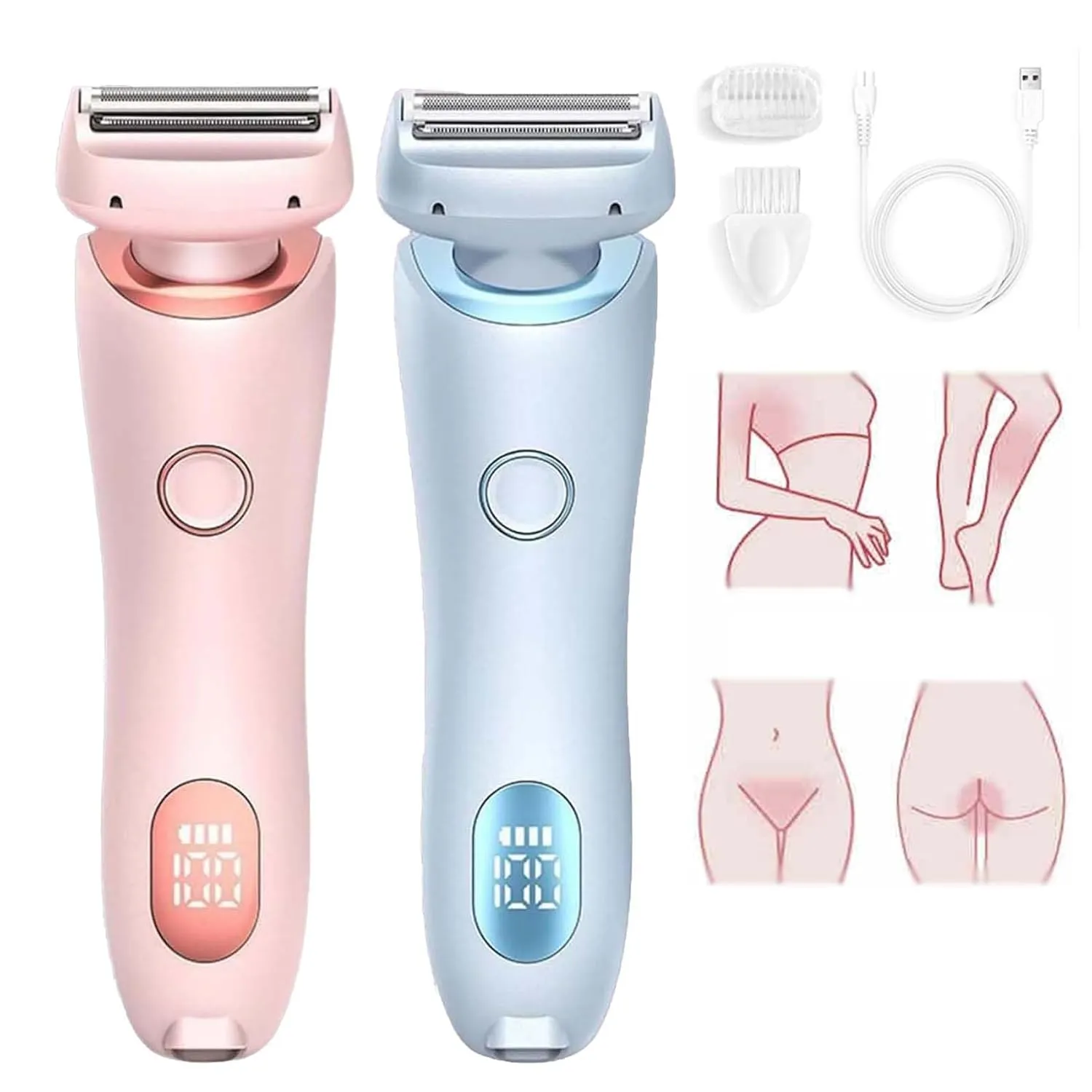 2.0, smoothie razor for women, smoothify hair removal, fireball session herbicide petrify 2 in 1 Electric Razor, Portable Shaving Razor for Leg Arm Underarm Pubic Area, Ipx7 Waterproof, Wet & Dry (2pcs) Smoothify - Smooth Gleam Pro 
