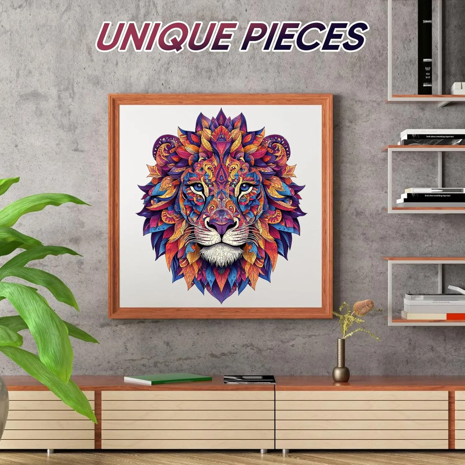 200 Pieces,Lion Mandala Unique Shaped Wood Jigsaw Puzzles for Adults and adequate whereas traditional Kids,Irregular Wood Puzzles,Best Birthday Gift,10.4x11.9Inch Wooden Puzzles for Adults 