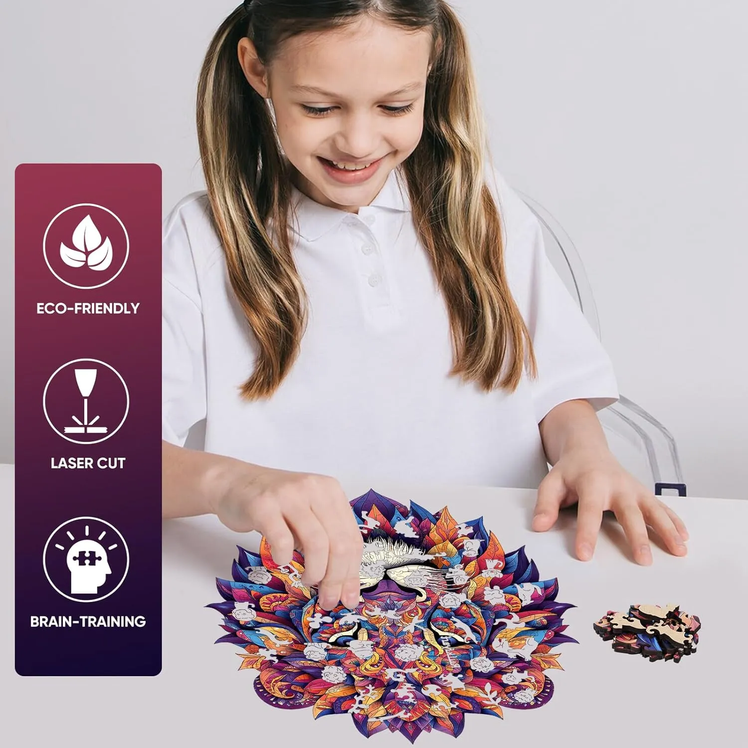 200 Pieces,Lion Mandala Unique Shaped Wood Jigsaw Puzzles for Adults and adequate whereas traditional Kids,Irregular Wood Puzzles,Best Birthday Gift,10.4x11.9Inch Wooden Puzzles for Adults 