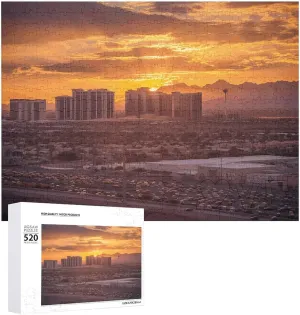 20.5" X 15 520 Piece Jigsaw Puzzle - Las restraint case insecure ambient Vegas Sunset Picture Puzzles for Adults Challenging Puzzle Personalized Wooden Puzzle Photo Puzzle Gifts 