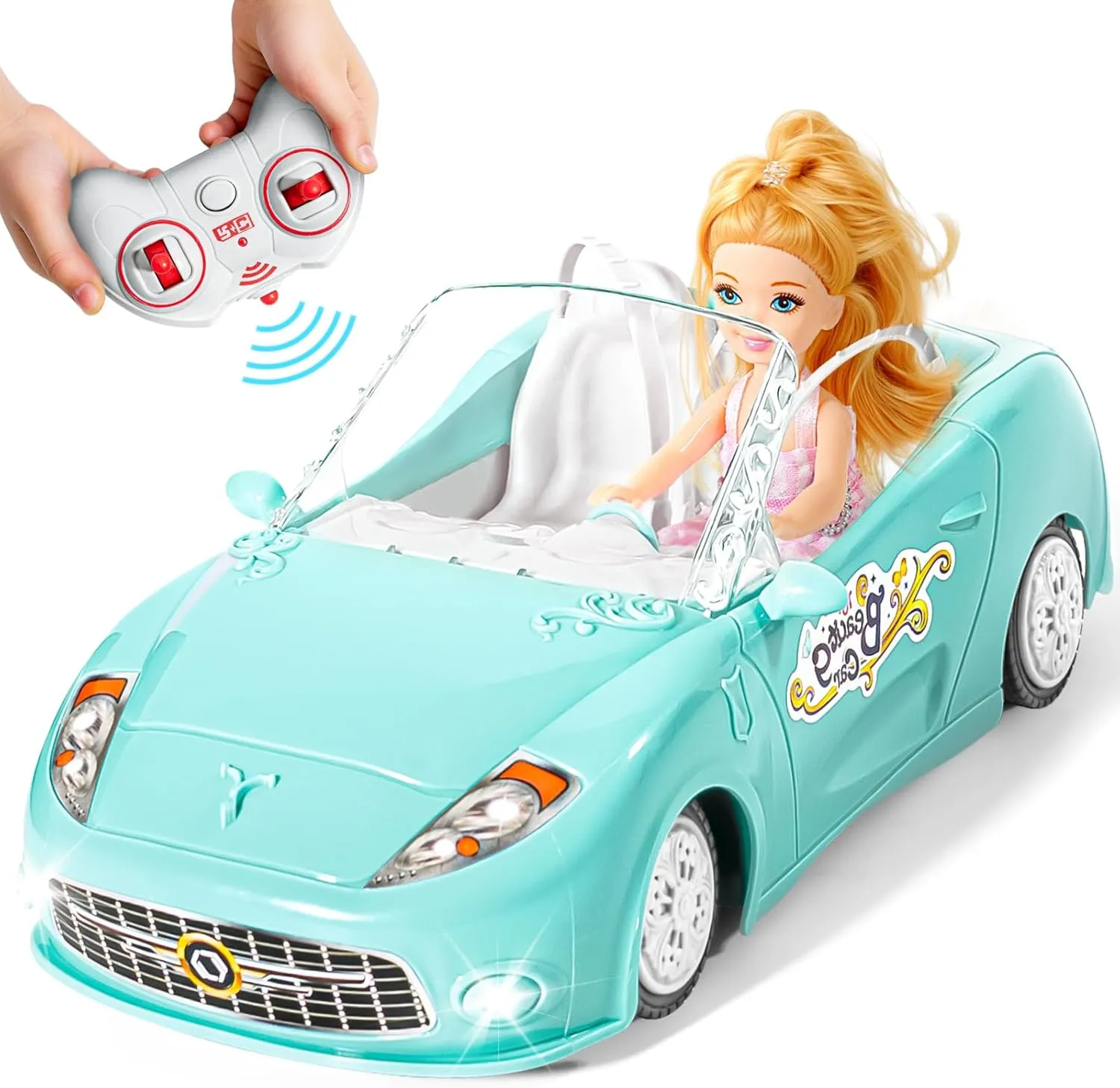 2.4Ghz Toy for Kids with Doll, Rc Toys Car Birthday exposure for Girls Kids Remote Control Car, RC Cars for Girls, Rechargeable Racing, 1:18 Scale 