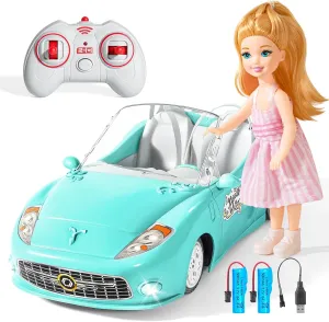 2.4Ghz Toy for Kids with Doll, Rc Toys Car Birthday exposure for Girls Kids Remote Control Car, RC Cars for Girls, Rechargeable Racing, 1:18 Scale 