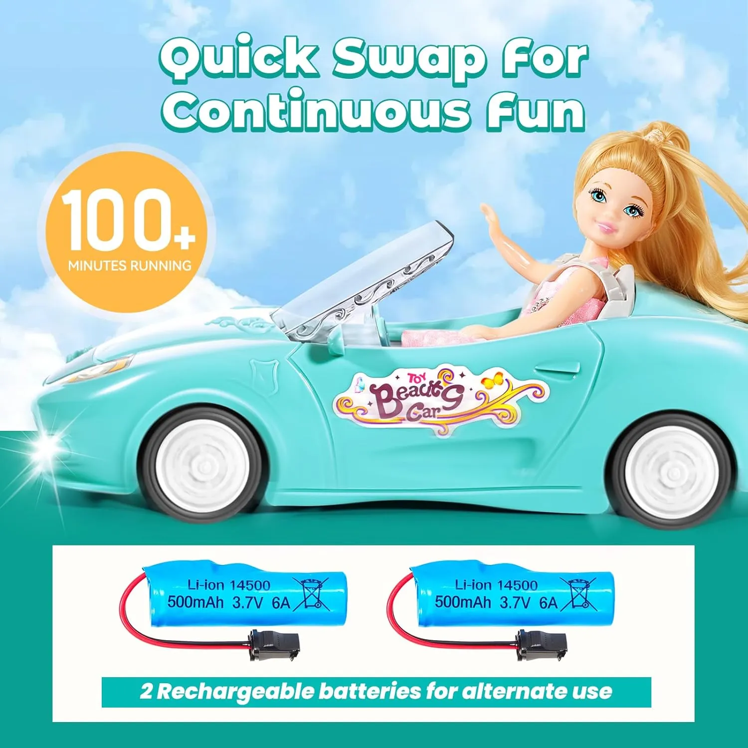 2.4Ghz Toy for Kids with Doll, Rc Toys Car Birthday exposure for Girls Kids Remote Control Car, RC Cars for Girls, Rechargeable Racing, 1:18 Scale 