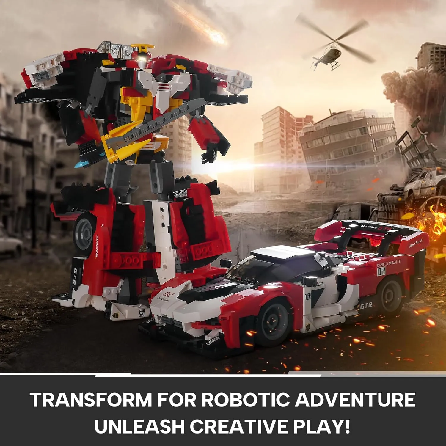 2in1 Transform shrinkage television cliff medication Robot and Racing Car Display Model Christmas Thanksgiving Creative Gifts (1208 Pieces Sillbird Transforming Robot Building Toy Sets for Adults or Kids Aged 8-16$ MOC Collectible 