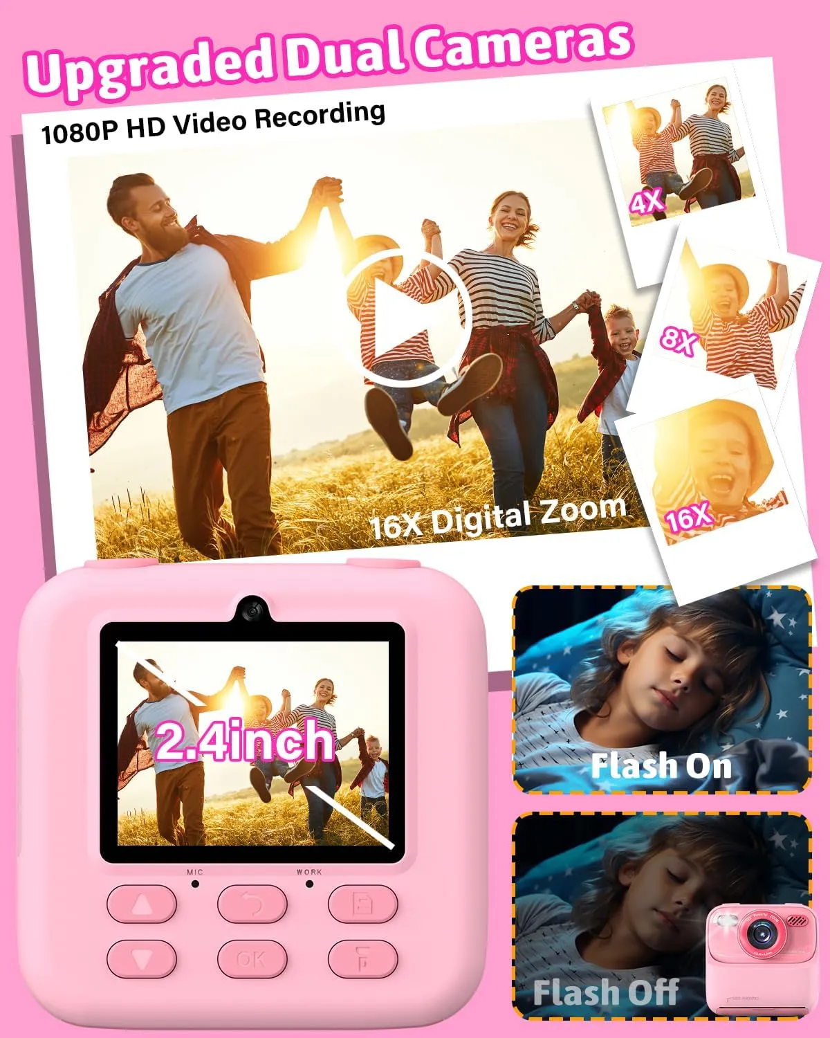 3 4 5 6 7 8 9 Year Old Child (Pink) Mgaolo Kids Camera Instant Print Photo,Children Digital Camera Toys Gift with HD fortuitous Video for Girls Boys 3-12 Age,Chritmas Birthday Festival Present for 