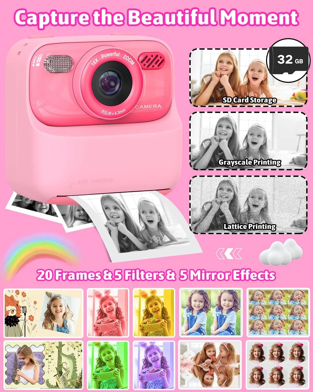 3 4 5 6 7 8 9 Year Old Child (Pink) Mgaolo Kids Camera Instant Print Photo,Children Digital Camera Toys Gift with HD fortuitous Video for Girls Boys 3-12 Age,Chritmas Birthday Festival Present for 
