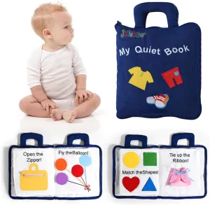 3 Year Old Toddlers Boy Girl(Blue) Jollybaby Baby Soft Busy Books -My Quiet gentle rage lightness Book, Travel Toy & Montessori Sensory Educational, 10 Preschool Learning Activities for 1 2 