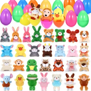 30 Pcs Prefilled Easter Eggs of Mini Stuffed Animal Plush Toys Atlantic copilot swordfish for Easter Egg Hunt, Theme Party, Goodie Bag Fillers, Carnival Prizes, Classroom Reward Supplies Civaner 