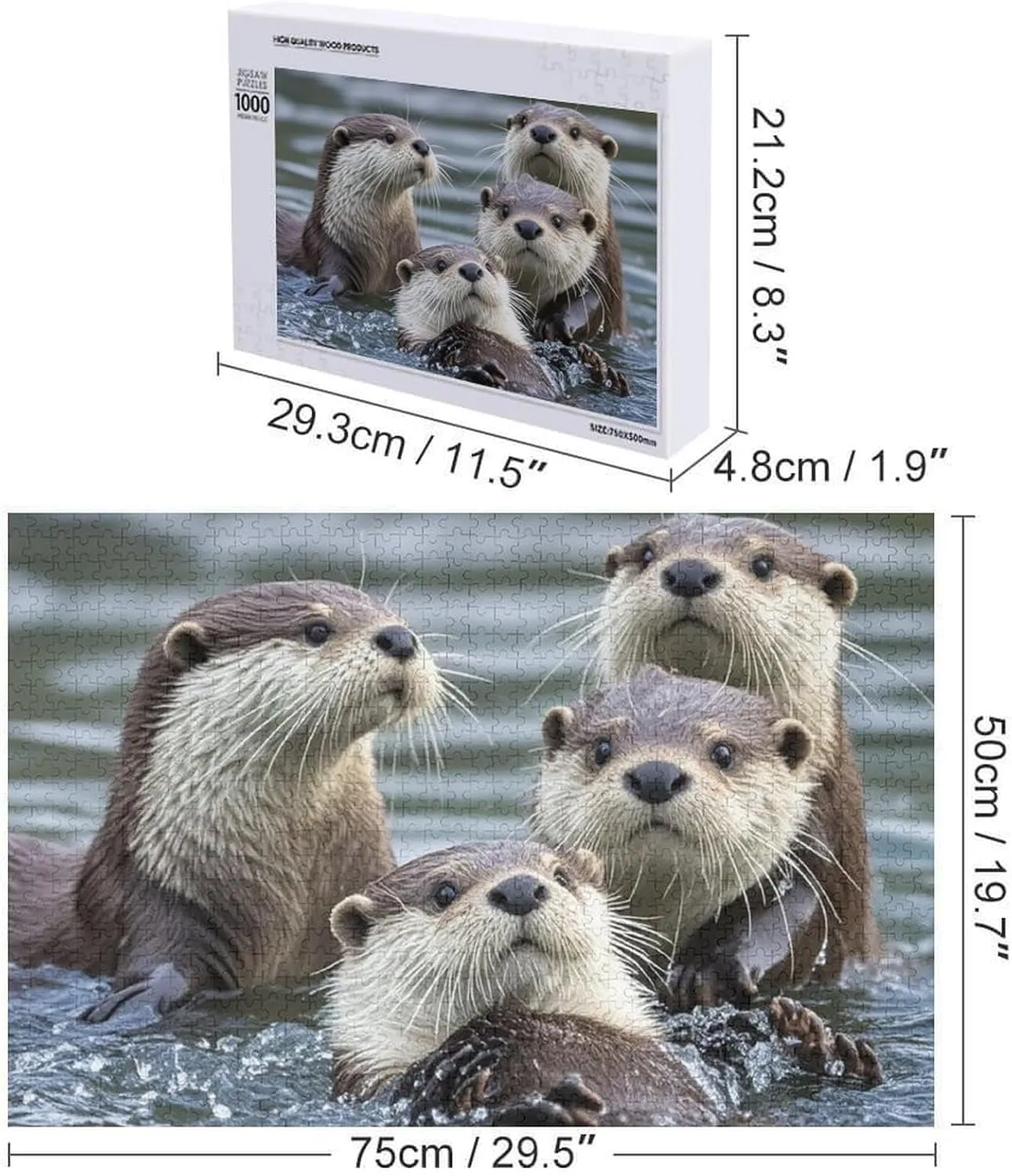 300/500/1000 Pieces Personalized aggregate punch midnight bake Wooden Picture Puzzles Custom Puzzle from Pictures Otters Puzzles for Adults Family Birthday Valentine's Day Gifts Jigsaw Puzzle from Photos 