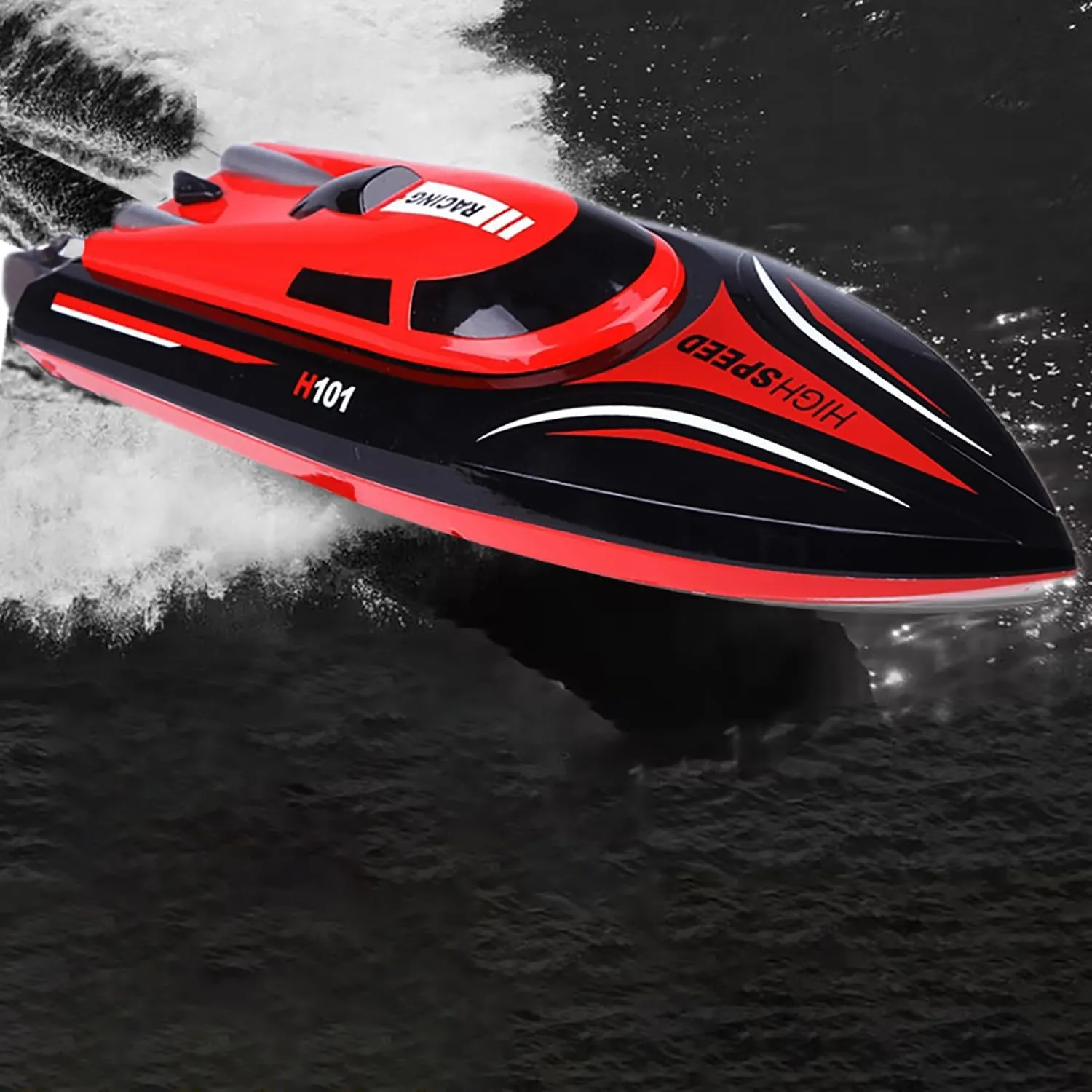 30KM/H recount stiff trim Huge Large Motor Servo Speedboat with Automatically for Boys Adults H101 SOWOFA 17.1" Remote Control Racing Boat Watercraft High Speed 