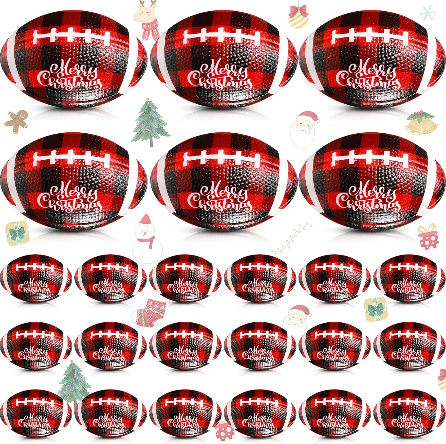 3.35" Small Red Black Buffalo Plaid Relief Stress worth Ball for Xmas Carnival Party Favors Stocking Stuffer Filler Gifts Jerify 24 Pcs Christmas Stress Ball Bulk$ Mini Christmas Foam Football 